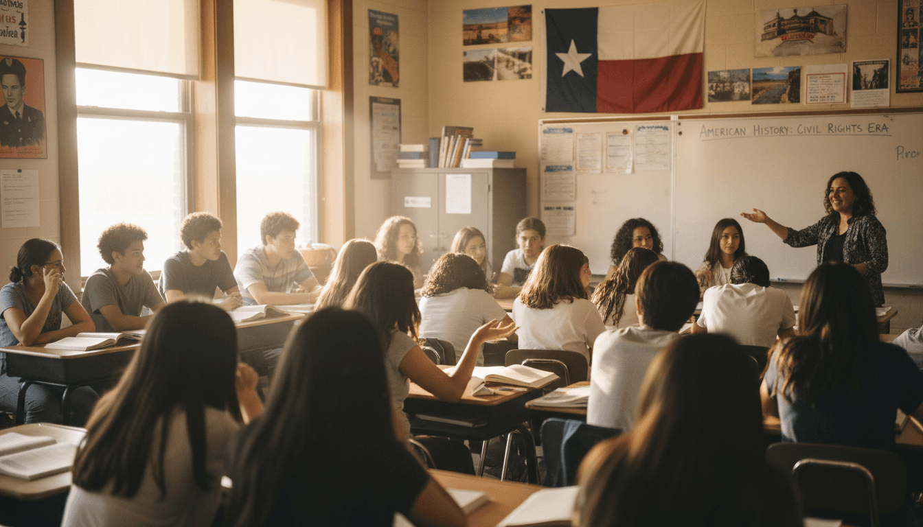 High school students collaborating in a sunlit classroom during a dual credit discussion
